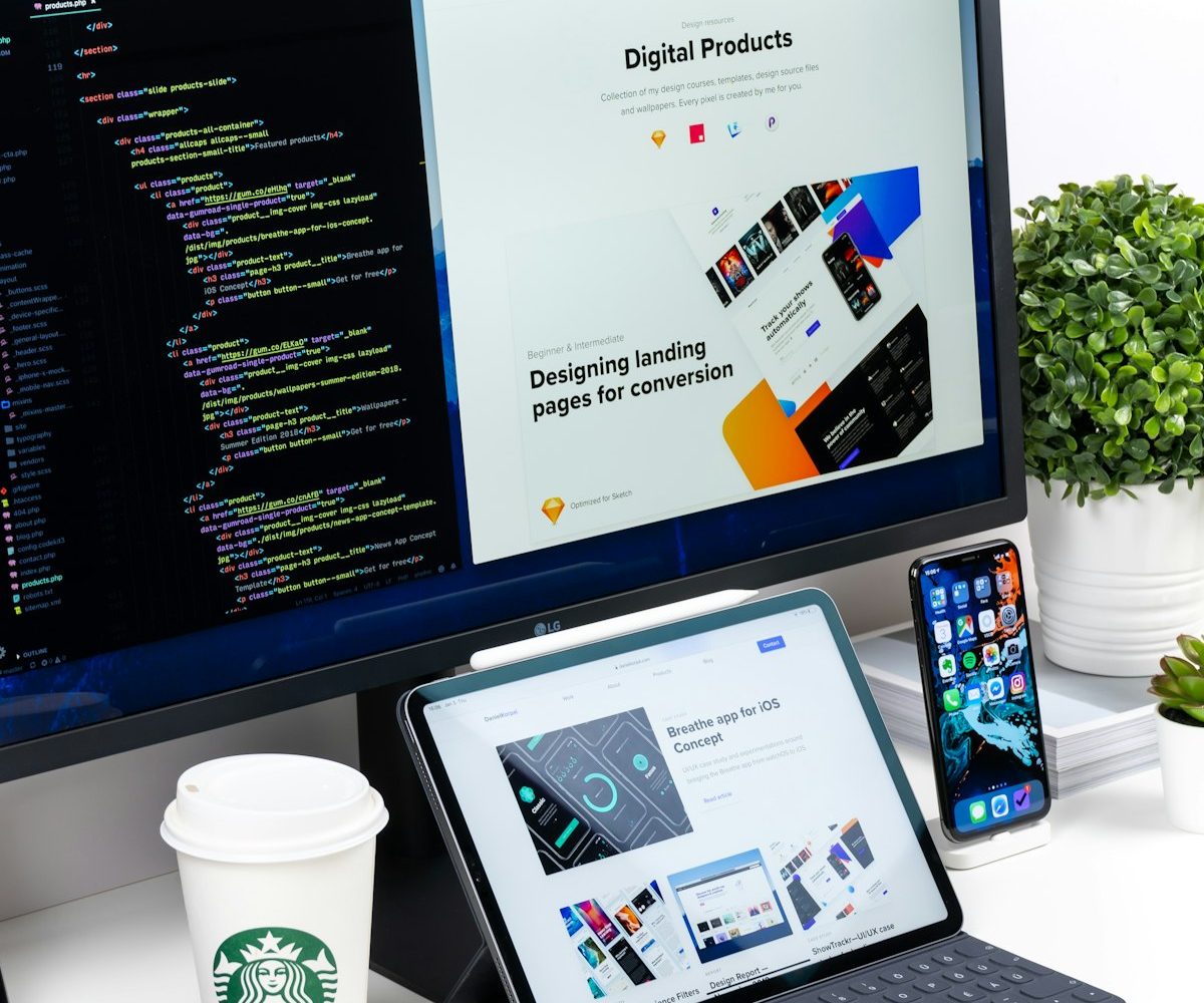 A modern website laid out on a laptop screen