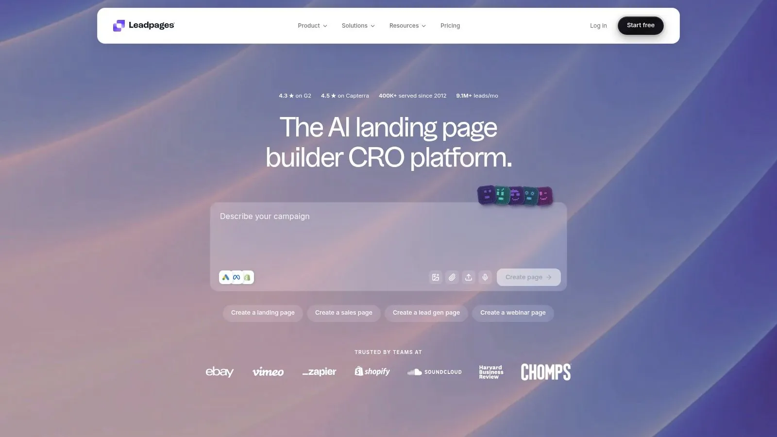 Leadpages AI page builder