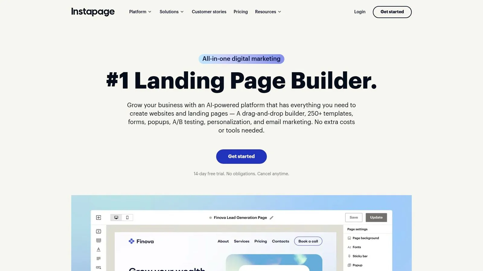Instapage landing page builder