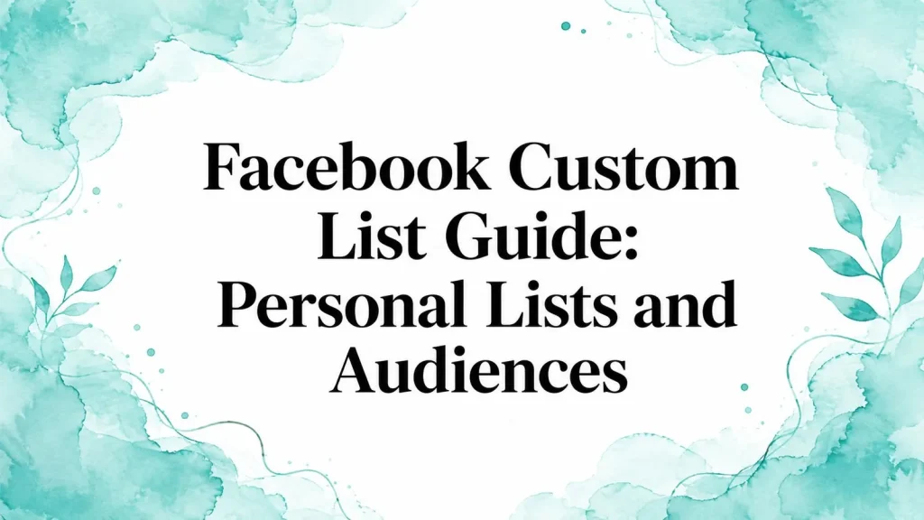 Facebook Custom List Guide: Personal Lists and Audiences