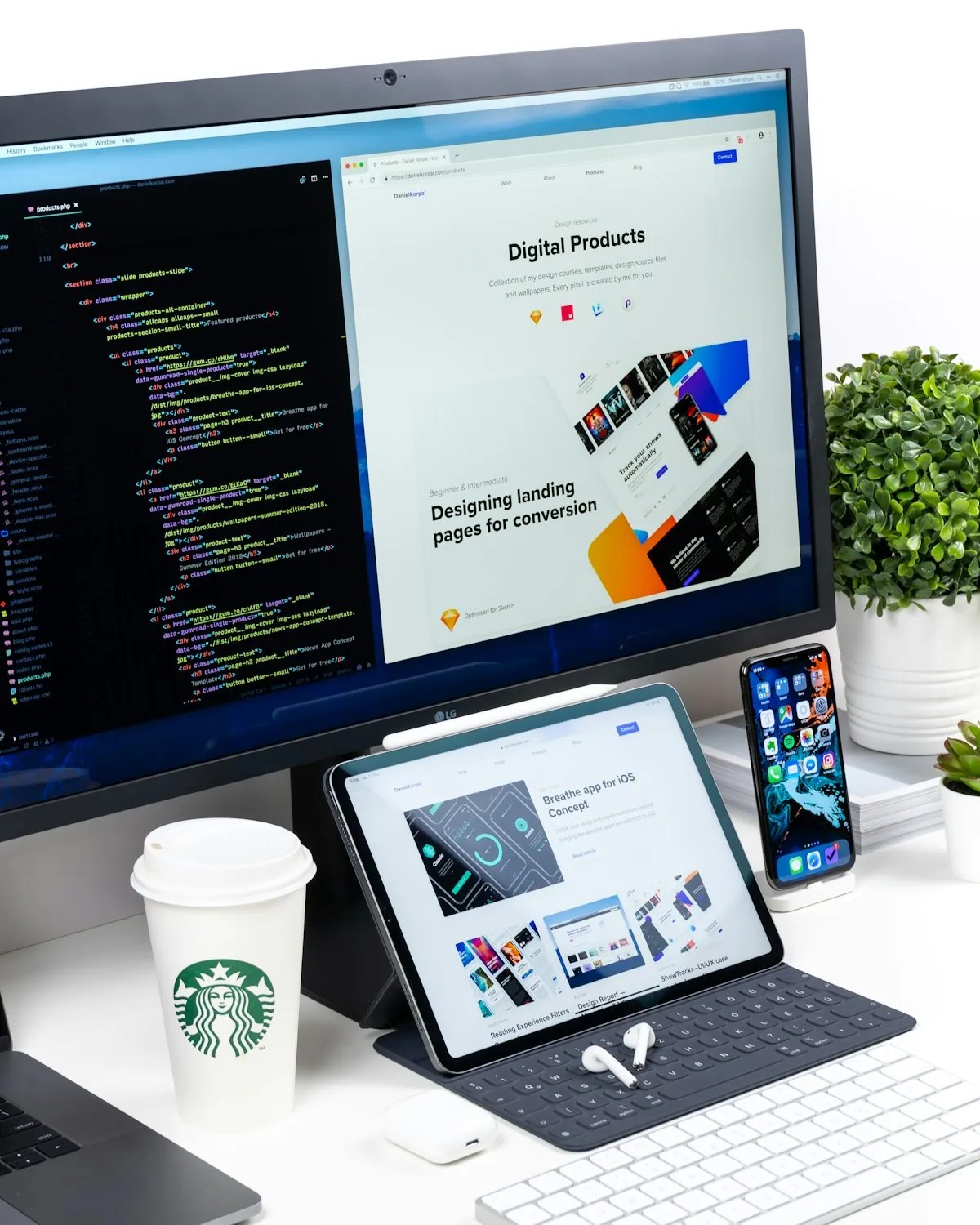 Website design shown on desktop and tablet screens
